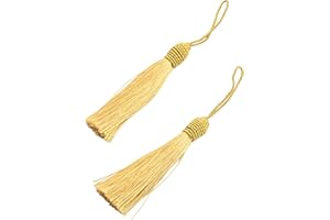 MAKHRY 20 Unids 15.5 cm / 6 Pulgadas Silk Floss Marcador Borlas con 2 Pulgadas Cord Loop y Pequeño Nudo Chino para La Fabricación de Joyas, Recuerdo, Marcadores, Accesorio de Artesanía DIY (Champán)