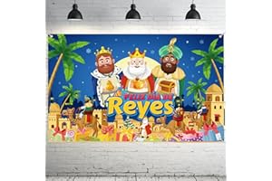AHFULIFE Feliz Día de Reyes con Pancarta Decorativa, 180 x 110 cm Cartel Grande de los Reyes Magos para Pared, Decoración Navideña para Interior y Exterior, Banner Temático para Fiestas