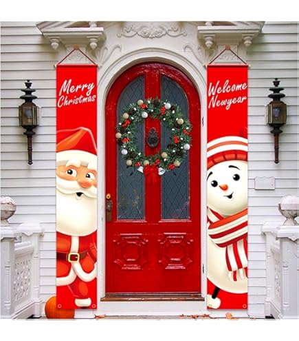 Décoration Porte Noël XXL – Banderole Bonhomme De Neige – Pour Intérieur/extérieur – 180x90 Cm