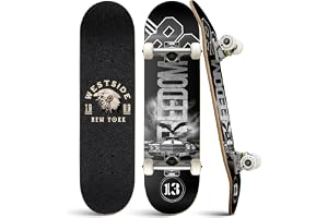 Jaspo Street King Skateboard for Adults & Kids - 7-Layer Canadian Maple Wood Deck, 31 X 8 Inches, Professional Skateboard for Beginners, Pros, Boys & Girls, 120 Kg Capacity-Multicolor