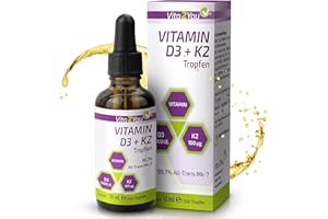 ‎VITA2YOU Vita2You Vitamin D3 + K2 Tropfen - Vitamin D3 5000 IE - Vitamin K2 100µg pro Tropfen - K2VITAL - MK-7-99,7% All-Trans - MCT-Öl - Premium Qualität - Made in Germany