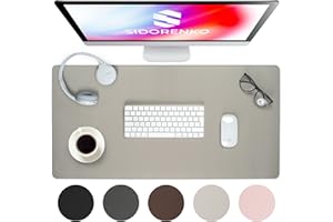 Sidorenko Podkładka na biurko, ze skóry PU, 80 x 40 cm, z przyszytymi krawędziami, antypoślizgowa mata, duża, do pisania, podkładka XXL, pod mysz, mata na biurko, jasnoszara