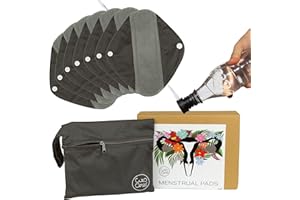 CULOCLEAN.COM CuloClean 7pcs (S) Compresas menstruales y postparto reutilizables pequeñas de fibra de bambú. 7 salvaslips ecológicos (flujo moderado) de tela transpirable e impermeable + bolsa + bidet portátil