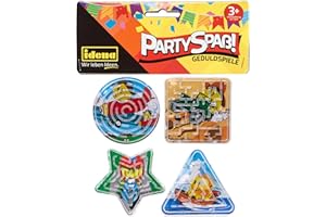 Idena- Lot de 4 Petits Labyrinthe de différentes Formes et Couleurs, avec des Motifs Amusants d'arrière-Plan Emoji-Taille Moyenne : Environ 6 cm, 40430