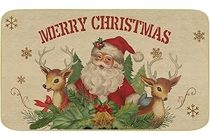 comfoyar Zerbino Natalizio Ingresso, Zerbino Babbo Natale Tappeto Antiscivolo, Lavabile, Assorbente, Tappeto per Casa, Giardino, Esterno-Interno 43 X 75 cm