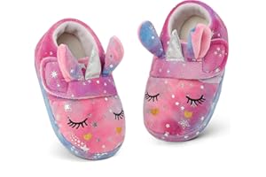 LACOFIA Kleinkind Mädchen Hausschuhe Weiche Kuschelige Kinder Plüsch Pantoffeln rutschfest Winter Schlappen