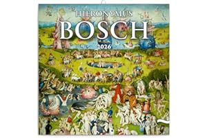 NOTIQUE Kalendarz ścienny 2026 Hieronymus Bosch, kalendarz broszurowy z kalendarzem miesięcznym, kalendarz broszurowy, kalendarz zapachowy 30 x 30 cm (30 x 60 cm po otwarciu)