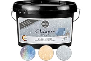 My COLOR Room Glitzer-Lasur (2500 ml, Silber) transparente Glitzer Wandfarbe für Wandgestaltung mit Glitzer-Effekt für Innenbereich, Dekorationslasur Made in Germany