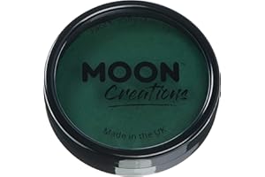 Moon Creations Maquillaje Facial y Corporal Profesional | Pintura de Color Profesional | Pintura Facial para Niños, Adultos, Disfraces, Festivales, Halloween Verde oscuro 36g