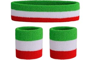 ONUPGO Ensemble de Bandeau (3 pièces) Sports Bandeau Poignet rayé Sweatband Tissu éponge Poignet Athletic Exercice Basketball Poignet Bandeau et Bandeaux humidité Mèche Sweat Head Band Absorbant