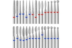 HINGTAI 30Pcs Pedicure Care Diamond Nail Drill Bits, Professional Safety Cuticle Nail Drill Bits Tool for Electric Manicure & Pedicure Good Quality Moderate Size