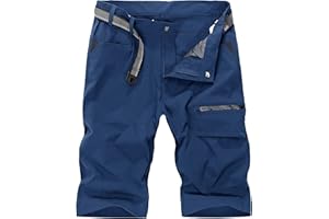 KEFITEVD Men's Outdoor Quick Dry Cargo Shorts Breathable Climbing Safari Shorts Multi-Pockets Pants