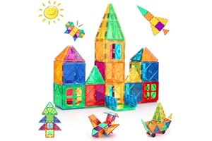 Glyntora Magnetic Building Blocks Magnetic Tiles 50PCS Kids Learning Educational Construction Toys 3 4 5 6 7 8 9 10 11 12 Years Old for Boys Girls