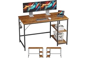 JOISCOPE Escritorio de Computadora, Mesa de Escritorio, Mesa de Computadora Portátil con Almacenamient y Gancho para Auriculares, 120 x 60 cm(Acabado de Roble Vintage)