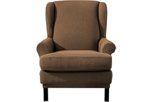 EBETA Jacquard Funda de Sillón Funda Orejero elástica, Funda Cubre Sillón Relax 1 Plaza, Funda Cojín Independiente (marrón)