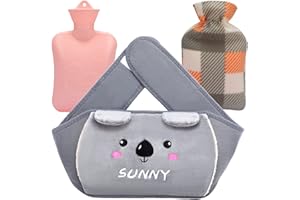Wärmflasche Gürtel mit Bezug, MEELOTOP 3 in 1 Tragbare Erwachsene Wärmflaschengürtel und Comfy Weichem Bezug, ideal für Schmerzlinderung, Arthritis, Sportverletzungen, Bis zu 4-6 Stunden Warm (Grau)