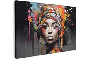 MuchoWow© Quadri Grandi Dimensioni 120x80 cm Quadretti Da Parete Quadro Moderno Camera Da Letto Stampa Foto Su Tela Soggiorno Cornice DecorazioniDonna - Graffiti - Banksy - Pop Art - Street Art