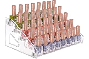 JessLab Nail Polish Organizer, 5-Tier Clear Acrylic Nail Polish Rack Essential Oil Holder Cosmetic Display Case Makeup Organizer Cosmetics Storage for Bathroom Vanity Countertop