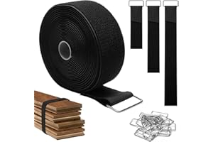 SITARCMIN 5 M × 5 CM Klettband Breit mit 25 Schnalle, Kabelbinder Klett Rolle Kabel Klettband, Schneidbarer Wiederverschließbare Kabelbinder Klettverschluss Band, Klettbänder für Schnüre Schläuche(Schwarz)