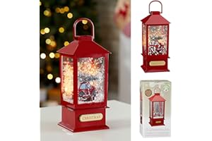 Cepewa Farol de nieve LED para coche, altura de 25 cm, función de nieve, música navideña, lámpara de iluminación navideña