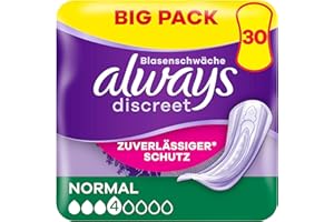 ‎ALWAYS Always Discreet Inkontinenzeinlagen Für Frauen Normal 30 Stück Rundumschutz Unglaubliche Diskretion