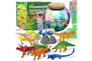 ONLYFUN Dinosaure Terrarium Set pour Les Enfants - Cadeau d'anniversaire pour Les garçons Filles 4, 5, 6, 7, 8-12 Ans, Jouets de Dinosaure, Ensemble d'artisanat, Noël Pâques Cadeaux Enfants.