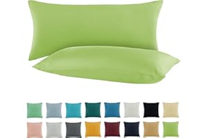 SHC TEXTILIEN SHC by BaSaTex 2er Pack Jersey Kissenbezüge Kissenhüllen | Kopfkissenbezug aus 100% Baumwolle | 40x80 cm Kissenbezug | Farbe Apfel Grün