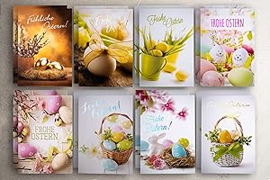 Art Nuvo - Exclusivas tarjetas postales de Pascua – Juego de 16 tarjetas DIN A6 105 x 148 mm con inscripción en oro.