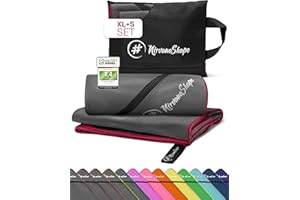 NirvanaShape Mikrofaser Handtuch, Microfaser Handtücher leicht, kompakt als Badetuch, Reisehandtuch, Strandtuch, Sporthandtuch, 2er Set XL+S 200 x 100 + 60 x 40 cm