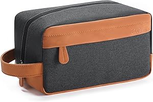 Elviros Trousse de Toilette de Voyage pour Homme, Trousse de Rasage à Suspendre en Cuir synthétique Hydrofuge avec Grande capacité pour Voyage et Salle de Bain,Noir