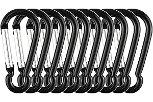 Temlum 10 PCS Carabiner Clips, 4/4.7/5.9/6.6/7.5cm Keyring Clip Gourd Shape Small Snap Hook Aluminum Carabiner Clip for Keys, Backpack, Dog Leash, Fishing, Camping