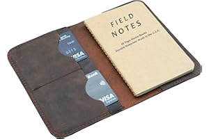 HERTE Leather Cover for Field Notes Moleskine Cahier Pocket Journal Handmade Vintage Leather Cover diary 3.5" x 5.5" Notebooks (Brown)