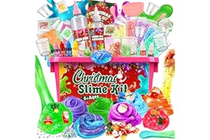 YOOHBERRYS Slime per Bambini, Crea Kit Slime Fluffy, Un Set per Creare Slime a Tema Natale con 6 Colori, 3 Profumazioni e Decorazioni a Tema Natale, DIY Regalo per Bambini di 6+ Anni