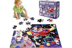 Gdbykds Golvpussel från 4 År, 60 Delar Rymdsresa Solsystemmodell, Montessori Leksak från 3 År, Födelsedagspresenter för Flick
