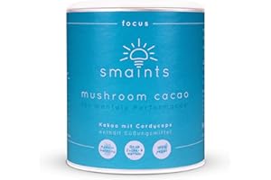 ‎SMAINTS smaints Mushroom Cacao | Vitalpilz-Kakao mit Cordyceps sinensis, CDP-Cholin, Ginkgo & Vitamin B5 | Hochdosierte nootropische Pilz Kakao Kaffeealternative | Ohne Koffein & Ohne Zucker