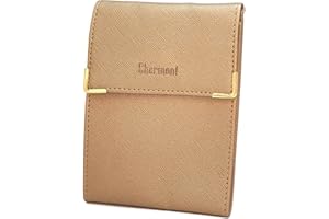 Charmoni - étui Pochette Porte chéquier Longue Pliant - Talon à Gauche - 3 emplacements Carte bancaire - 3 Plis - Compact - en Cuir Vachette - 10,5 cm X 14,5 cm (ZSF Bronze)