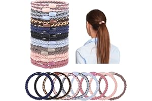 RUGGITO 18 STK Haargummis mädchen Mehrfarbiger Geflochtene Haarbänder, Haargummis für Männer und Mädchen, Elastische Haargummis wiederverwendbar für Dickes Schweres und Lockiges Haar