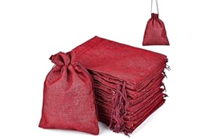 Miavogo 30 x Jutesäckchen zum Befüllen Adventskalender,15 X 20 cm,Kleines Säckchen Stoffbeutel Kinder Geschnenk für Weihnachten Neujahr,Weinrot