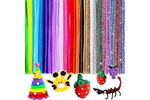Daover 200 Stück 20 Farben Pfeifenputzer Bunt zum Basteln, Chenilledraht, Glitzer Pfeifenreiniger für DIY Basteln und Dekorationen