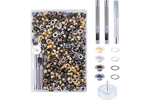 Zythrem 960 Pcs Grommets Kit 6mm Eyelets Punch Kit Brass Grommets Eyelets Set Metal Eyelets and Punch Grommet Setting Tool Eyelets for Fabric Tarpaulin Leather Crafting Canvas Clothes