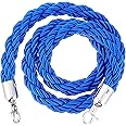 ULTECHNOVO 1.5M Twisted Queue Barrier Rope, Blue Divider Rope with Hook for Crowd Control Stanchion Queue Posts Stand for Hotel Clubs Bank Hospital Public Areas