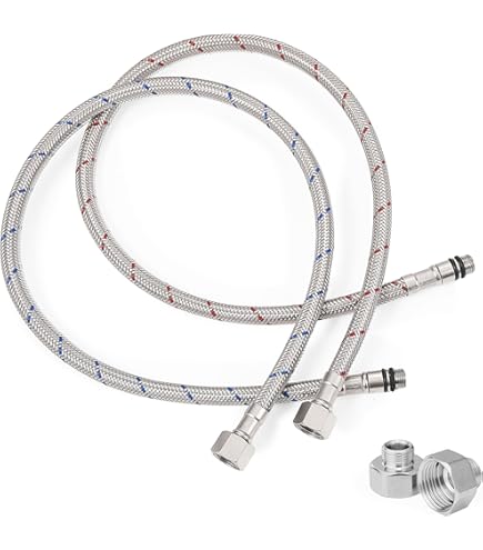 3/8 Compression M10 Male Water Lines Bathfinesse 40-Inch Braided Stainless Steel Faucet Supply Lines - 3/8" Compression To M10 Connector 40 Inch Supply Hoses