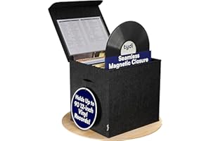 Tydi Vinyl Record Storage Box (1 Pack) – Holds Up To 90 12-Inch Records, Collapsible Crate & LP Storage Boxes, Holder & Case, Vinyl Holder for Albums – Records Case for 12 inch albums