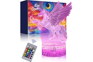 ‎NICE DREAM Nice Dream Unicorn Nightlight for Children, Unicorn Gift for Girls, Unicorn 3D Light, Lamp, 16 Colour Change with Remote Control, Unicorn Toy, Holiday and Birthday Gifts