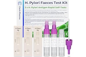 CLARK PHARMA 3 x Tests pour Ulcères de l’Estomac à H. Pylori | Dépistage de l’Infection à Helicobacter Pylori par Analyse de Selles | Screening pour Brûlures d’Estomac et Indigestion