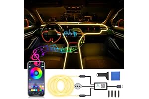 OMECO USB Ambient Lighting Car LED Interior Lighting 4 m 5050 RGB with App and Controller 5 V LED Strip Interior Lighting Atmosphere Light Waterproof Music Light Strip Controllable LED Strip Neon