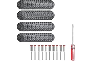 BREANIFULL 60pcs Disques de Coupe pour Dremel, Lame de Coupe pour Accessoires Outils Rotatifs avec 8pcs 3mm Mandrin - pour Bois, Métal, Plastique, Pierre, Verre