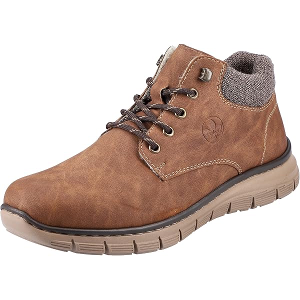 Rieker 07560 Chaussons Homme à Lacets Avec Fermeture Éclair - Confort Large G 1/2, Cuir Synthétique Doux Et Semelle Antidérapante