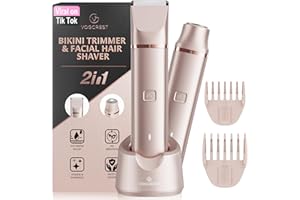 VG VOGCREST Elektryczny trymer do bikini: 2 w 1 urządzenie do usuwania włosów na twarzy, ładowalna golarka do włosów łonowych dla kobiet