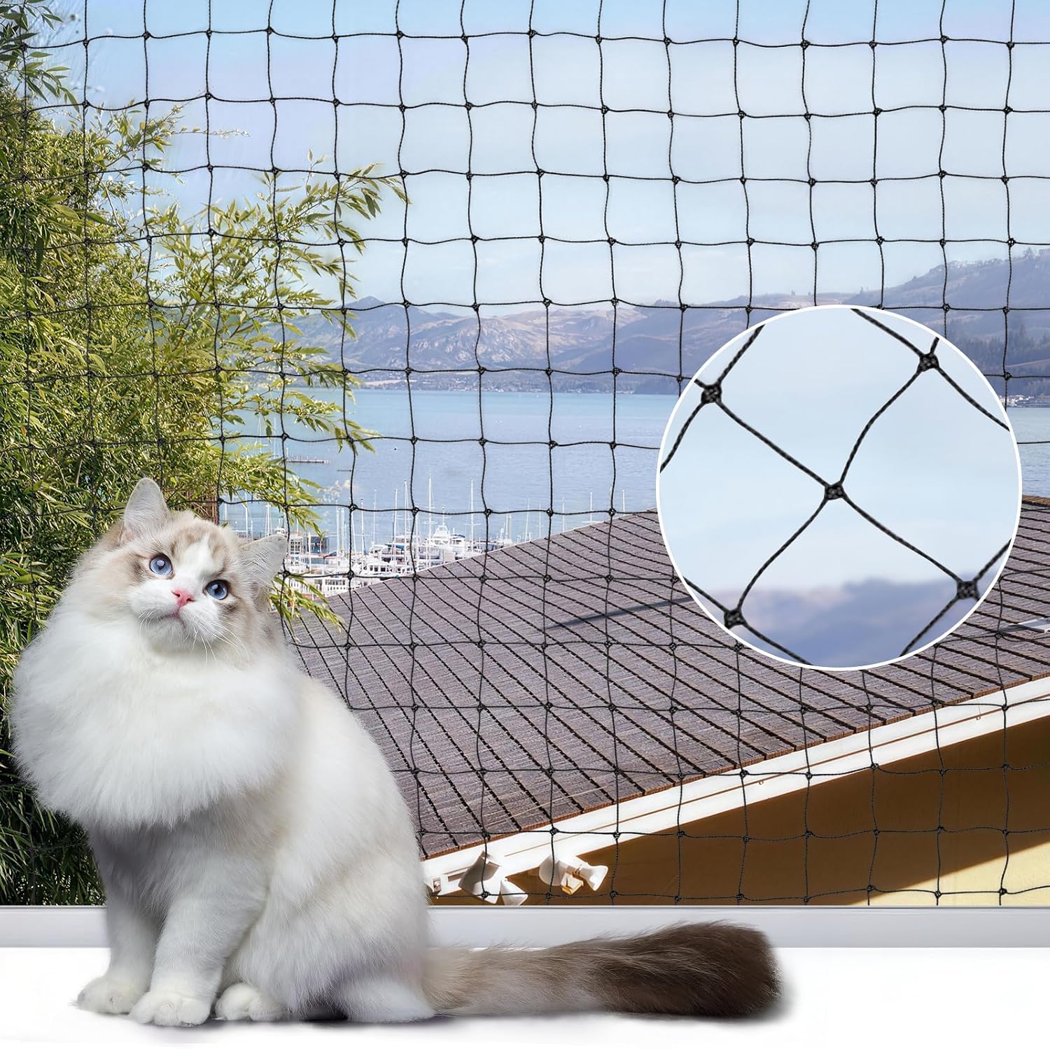 Luxoraiova Red para Gatos de Nylon, 4x3m Red para Gatos Terraza de sin Taladro, Reutilizable Red para Gatos, Red Seguridad Gatos Adecuado para Balcones Terrazas Jardines Estanques (Negro)